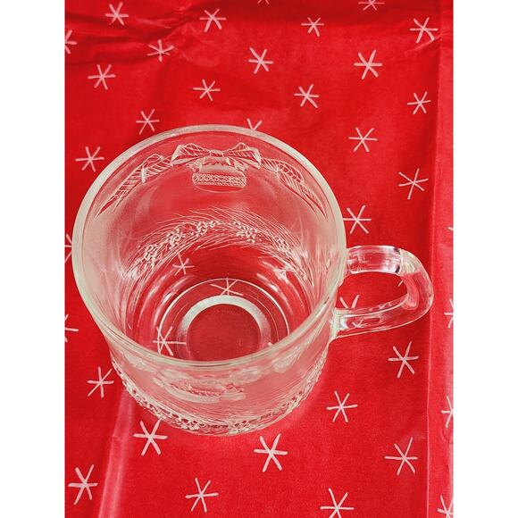 Duralex Noel Christmas Glass Coffee Mug Teacup 12oz Made in France 4" x2 Vintage - Picture 11 of 13